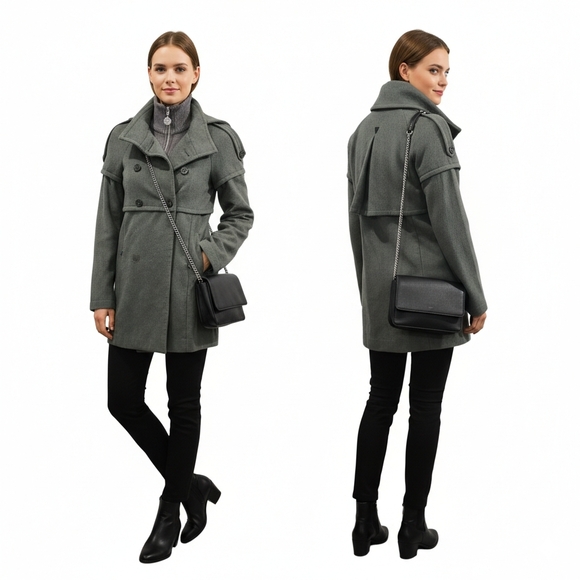 Patrizia Pepe Military-Inspired Double-Breasted Coat Size 4 - Picture 4 of 8